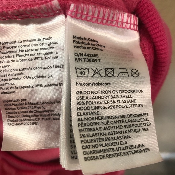 H&M Oversized Hooded Jacket For Toddler Girls Size 3/4T PINK - Picture 5 of 9